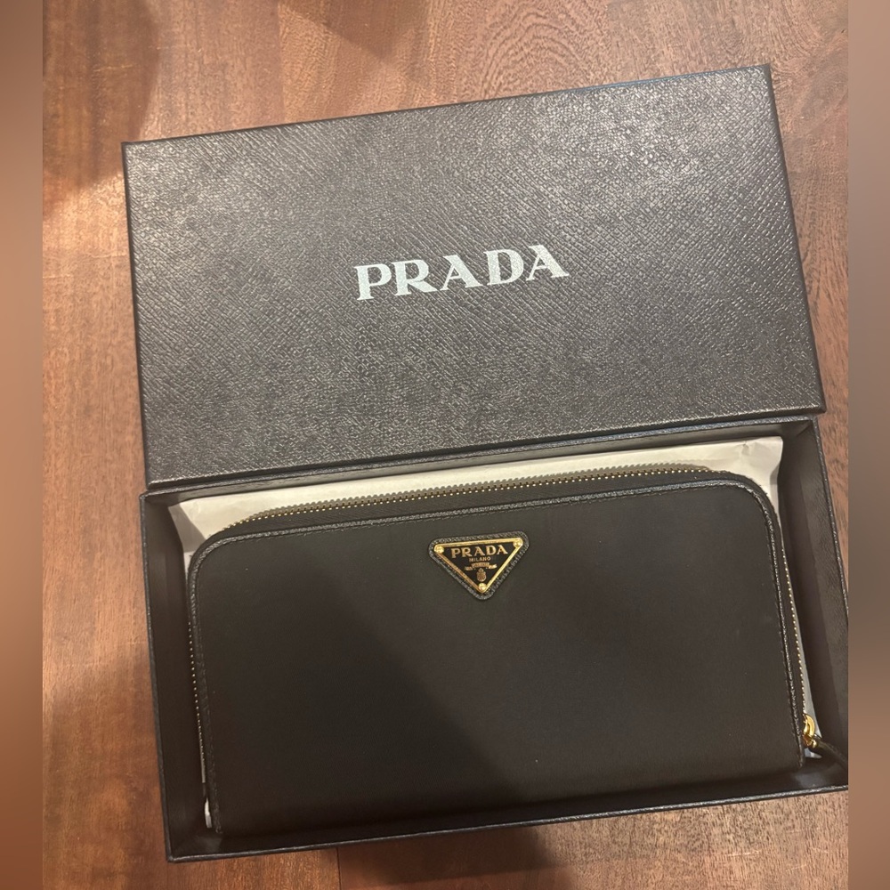Prada Nylon Black and Gold Wallet